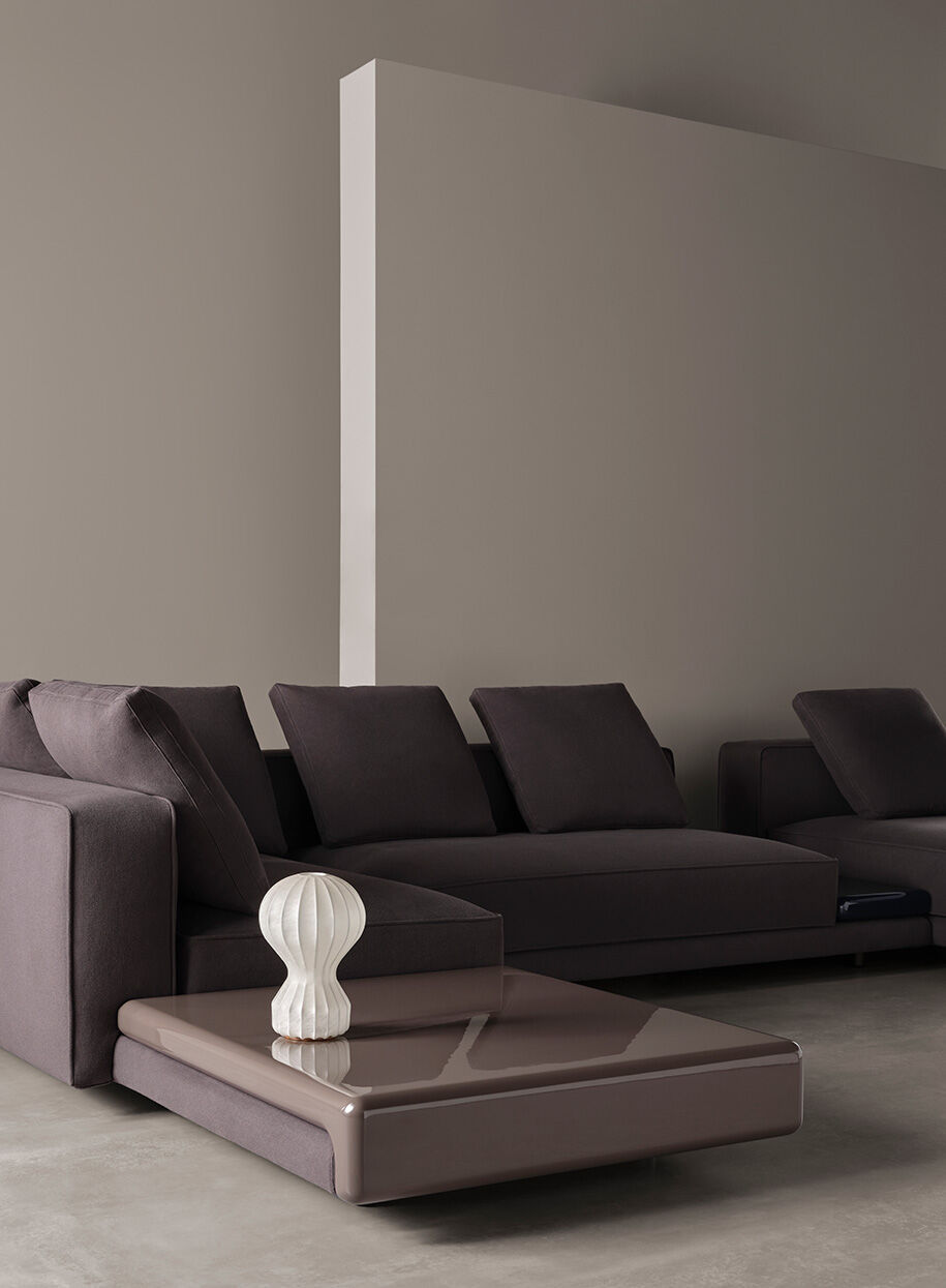 Modular Sofa System Geometric Design Integrated Side Tables Premium Upholstery