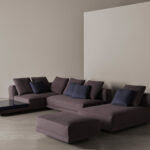 Modular Sofa System Geometric Design Integrated Side Tables Premium Upholstery