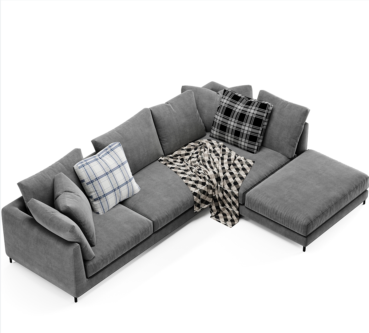 Modular Sofa System U Shaped Metal Feet Blanket Stitch Removable Covers