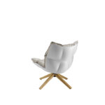 Soft Plush Wingback Swivel Armchair with Wood Base