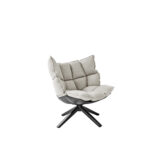 Soft Plush Wingback Swivel Armchair with Wood Base