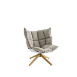 Soft Plush Wingback Swivel Armchair with Wood Base