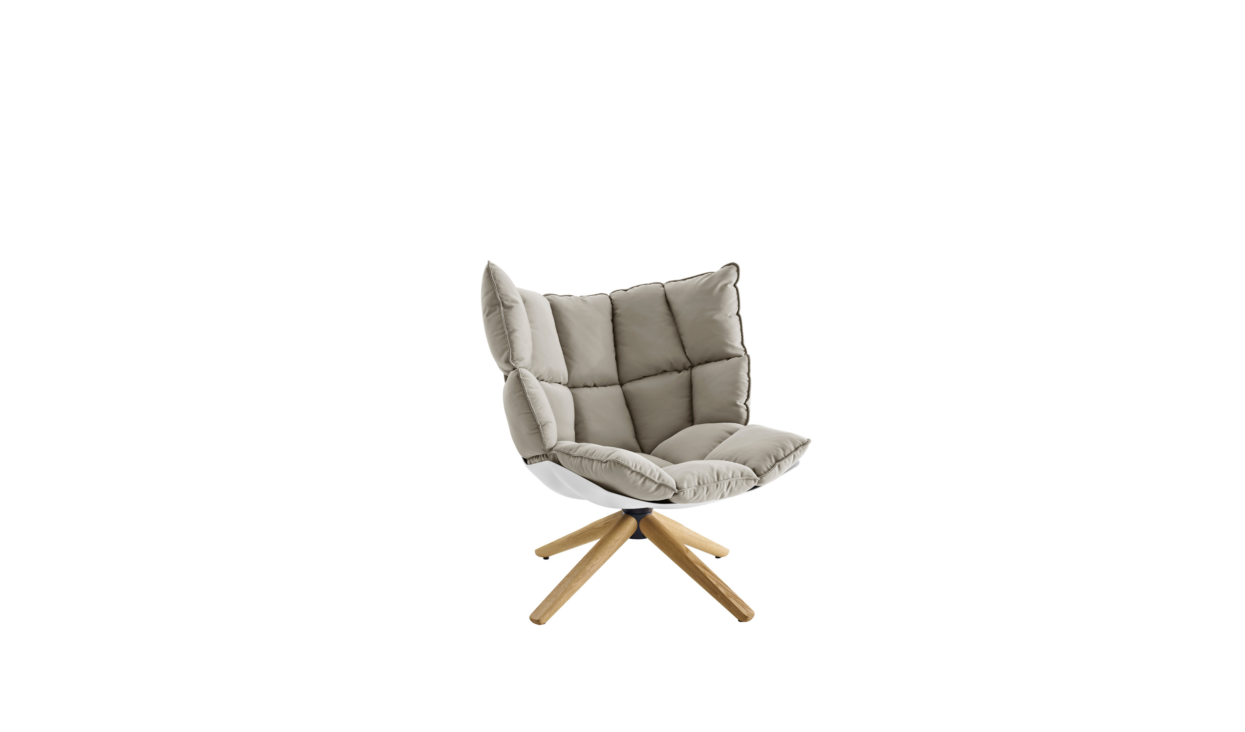 Soft Plush Wingback Swivel Armchair with Wood Base