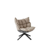 Soft Plush Wingback Swivel Armchair with Wood Base