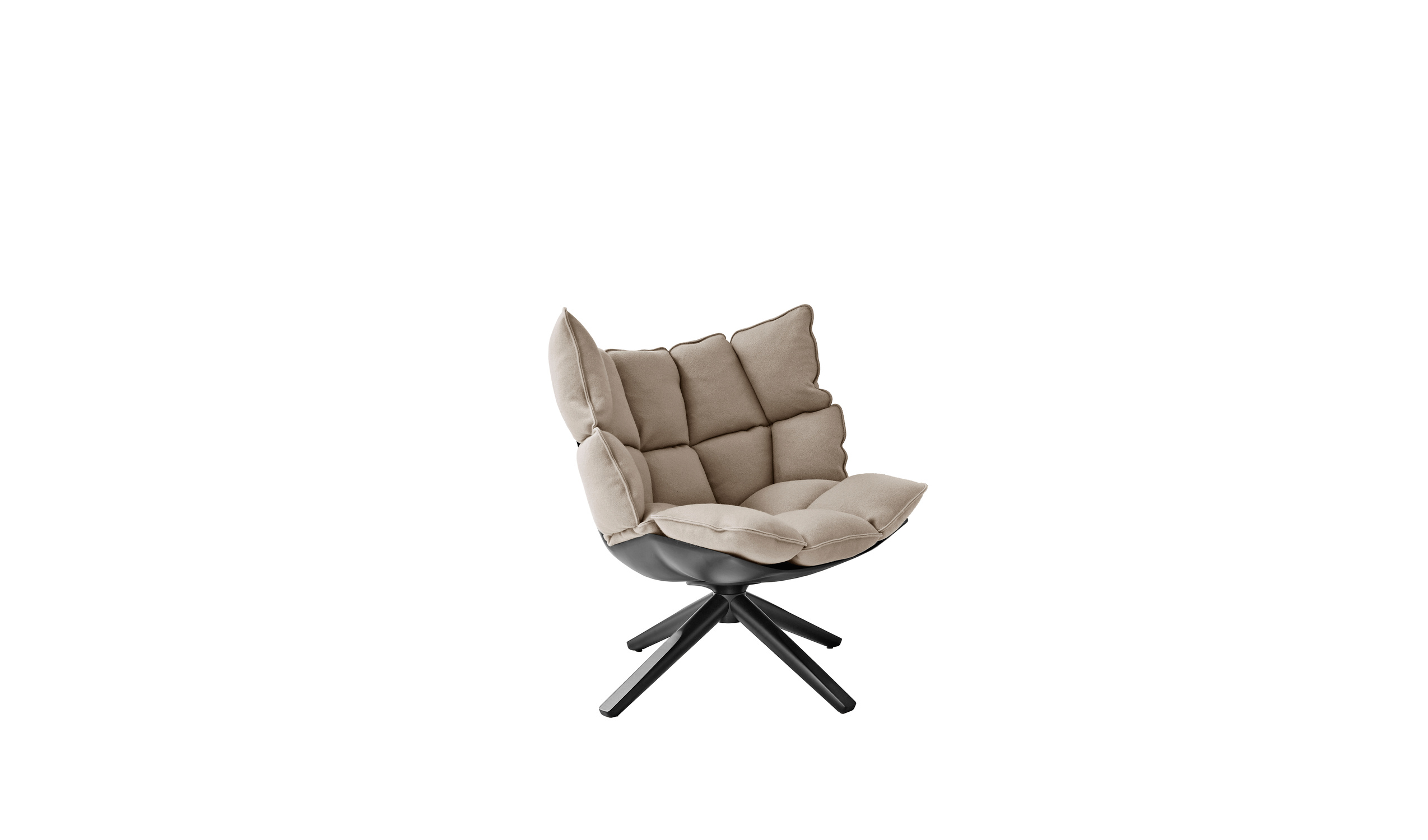 Soft Plush Wingback Swivel Armchair with Wood Base