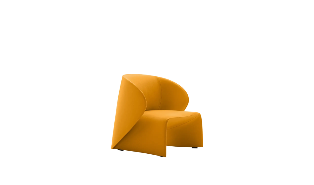 Vibrant Yellow Wool Curved One-Piece Upholstered Accent Chair