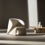 Vibrant Yellow Wool Curved One-Piece Upholstered Accent Chair