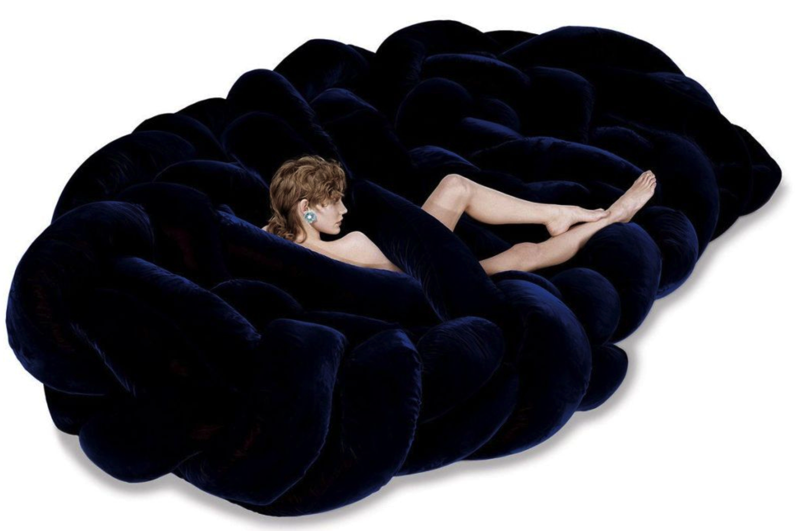 Frameless Velvet Sectional Sofa Modular Nest Design Versatile Lounge Seating