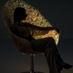 Luxury Gilded Wire Mesh Pedestal Accent Chair Modern Artistic Sculptural Design