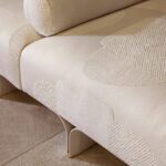 Luxury Modular Sofa Curved Wood Base Brass Accents Goose Down Cushions