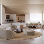 Plush Upholstered Swivel Armchair Beige Fabric Modern Compact Accent Chair