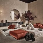 Plush Upholstered Swivel Armchair Beige Fabric Modern Compact Accent Chair