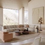 Plush Upholstered Swivel Armchair Beige Fabric Modern Compact Accent Chair