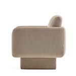 Plush Upholstered Swivel Armchair Beige Fabric Modern Compact Accent Chair
