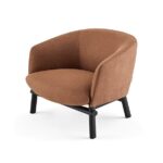 Curved Upholstered Swivel Armchair Linen Fabric Modern Comfortable Accent Chair