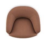 Curved Upholstered Swivel Armchair Linen Fabric Modern Comfortable Accent Chair