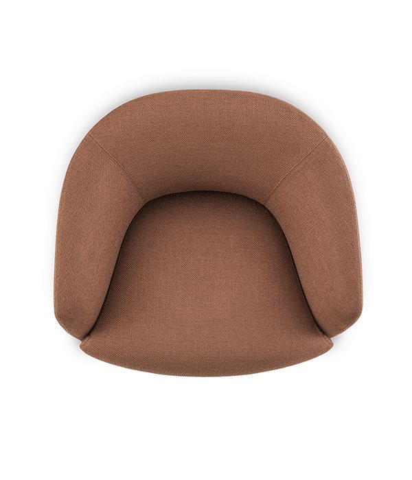 Curved Upholstered Swivel Armchair Linen Fabric Modern Comfortable Accent Chair