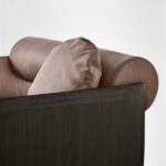 Elegant Lounge Armchair Curved Ash Wood Structure and Polished Brass