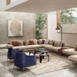 Armchair Upholstered in Brown Leather with Steel Frame in Gunmetal Grey Finish