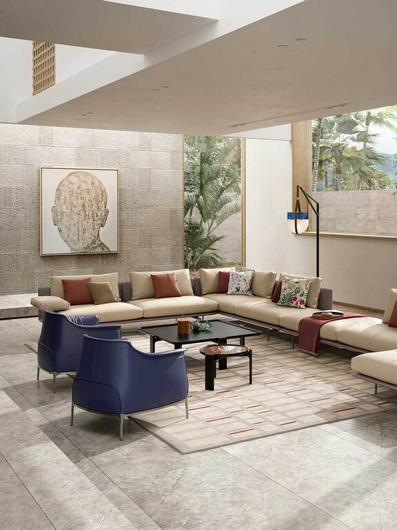 Armchair Upholstered in Brown Leather with Steel Frame in Gunmetal Grey Finish