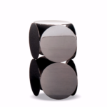 Gold-Toned Geometric Side Table with Double-Circle Design & Polished Finish