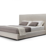 Minimalist Upholstered Bed with Tall Padded Headboard