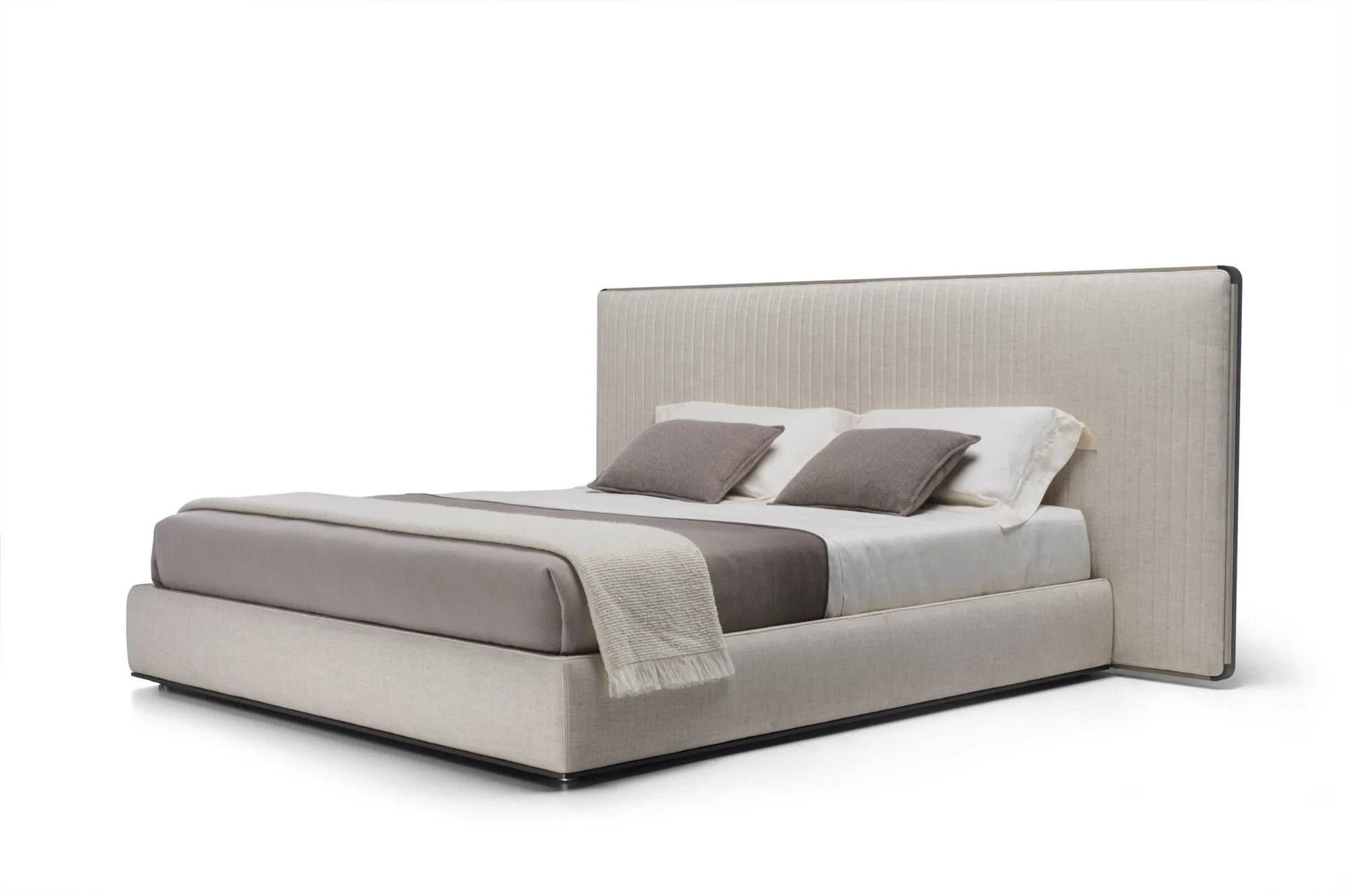 Minimalist Upholstered Bed with Tall Padded Headboard