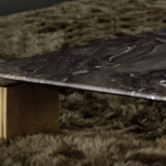 Elegant Rectangular Coffee Table Marble Top Brass Base