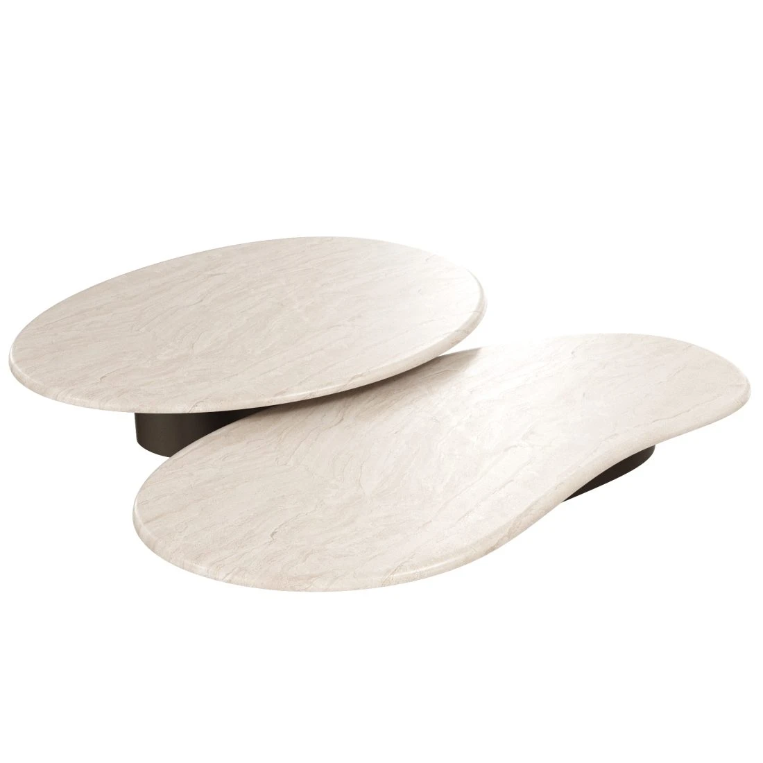 Organic Shape Marble Coffee Table White Travertine Nesting