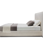 Minimalist Upholstered Bed with Tall Padded Headboard
