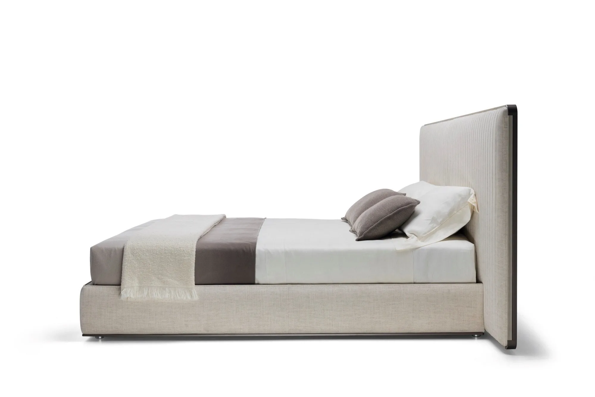 Minimalist Upholstered Bed with Tall Padded Headboard