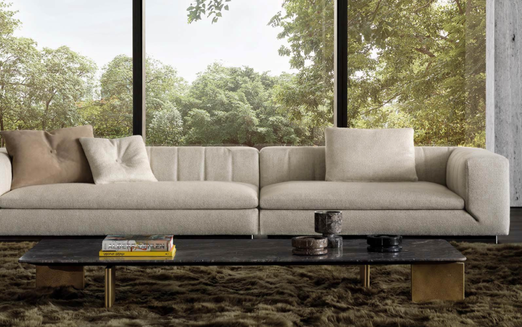 Elegant Rectangular Coffee Table Marble Top Brass Base