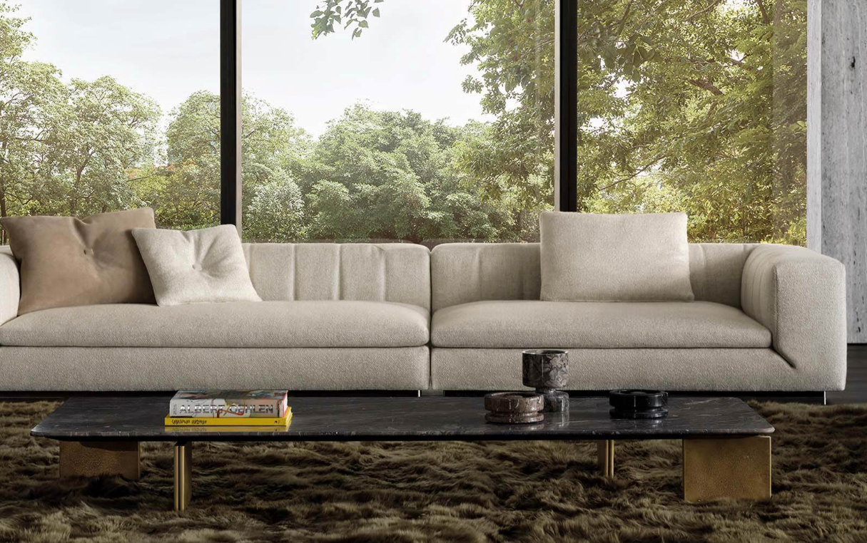 Elegant Rectangular Coffee Table Marble Top Brass Base