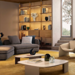 Modern Black Marble Coffee Table Set Asymmetric Metal Base