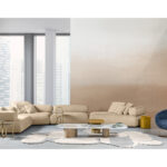 Curved Armrest Sofa Plush Layered Cushions Generous Seating Cozy Lounge