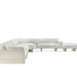 Luxury Modular Sofa Curved Wood Base Brass Accents Goose Down Cushions