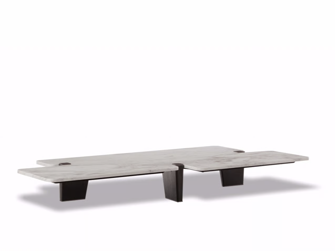 Marble Irregular Coffee Table with Geometric Metal Support Base