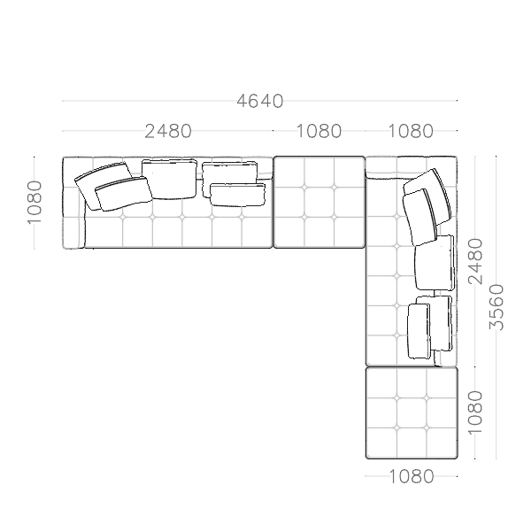 L-Shaped Sectional Sofa B(10 seaters)