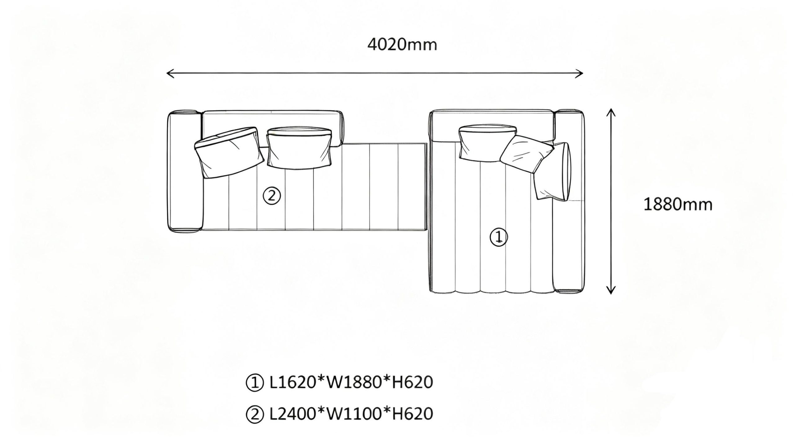 L-Shaped Sectional Sofa C(6 seaters)