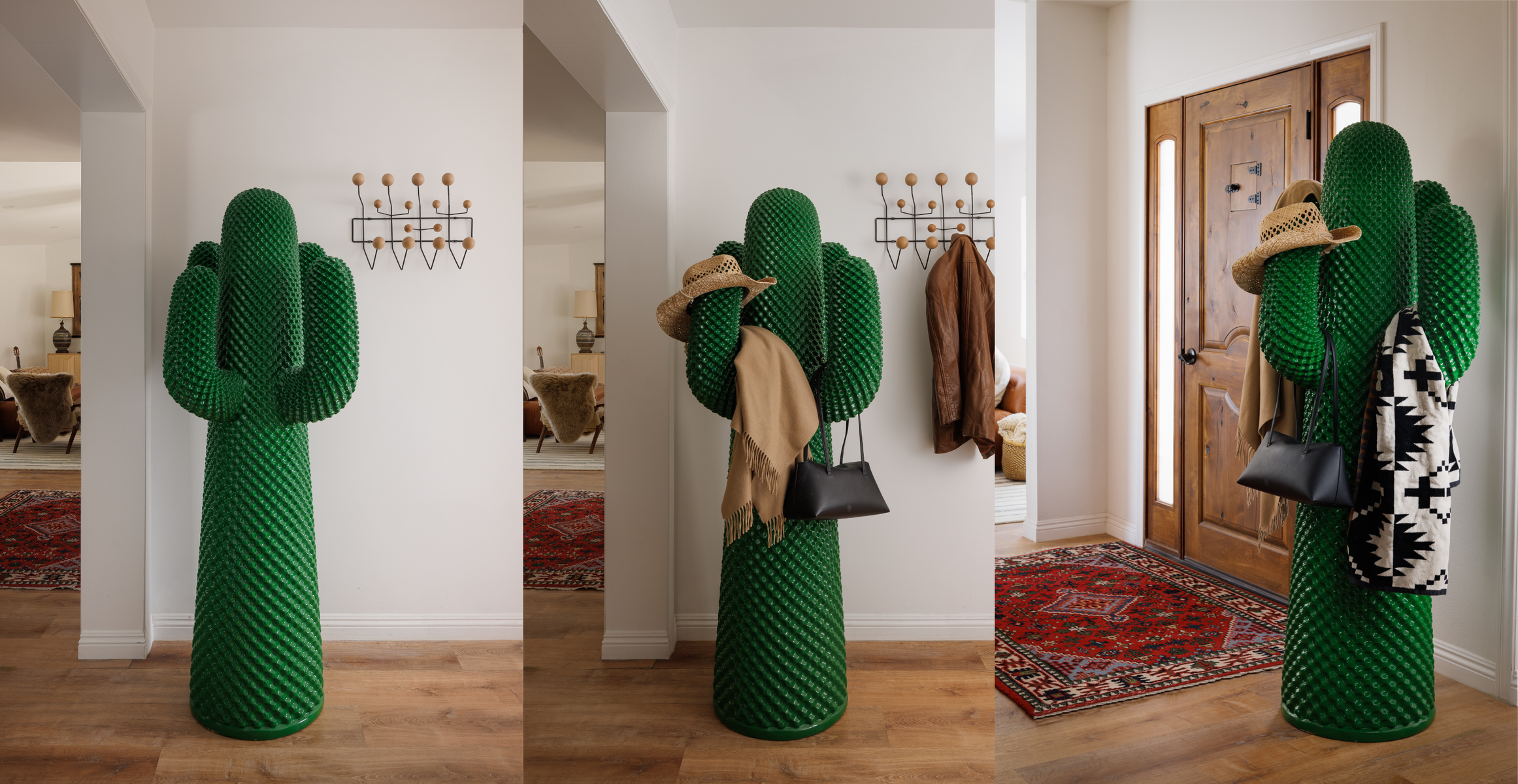 Sculptural Cactus Green Coat Stand Rack