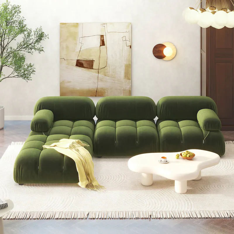 4 Seater Sustainable Iconic Design Modular Sofa with Biodegradable S-Wave Fabric
