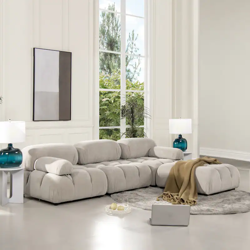 4 Seater Sustainable Iconic Design Modular Sofa with Biodegradable S-Wave Fabric