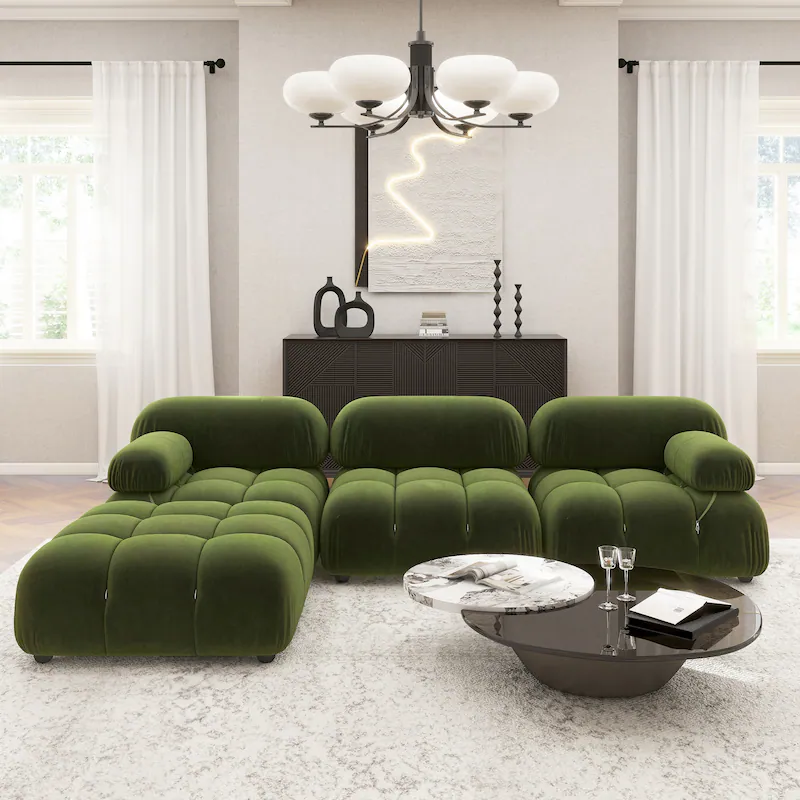 4 Seater Sustainable Iconic Design Modular Sofa with Biodegradable S-Wave Fabric