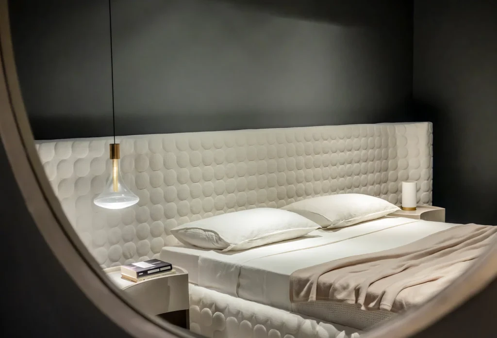 Bubble Tufted White Upholstered Platform Bed Modern