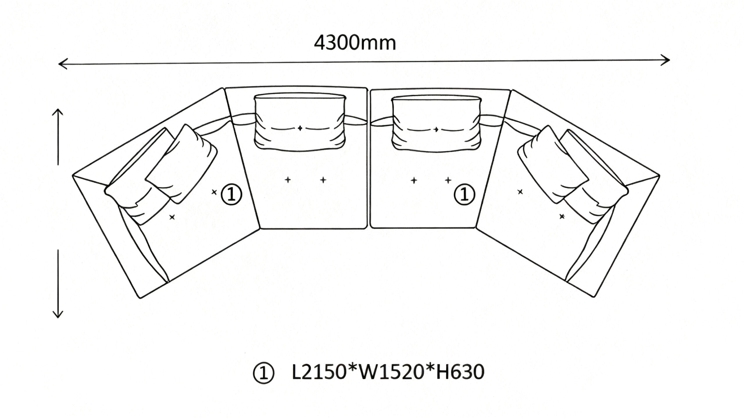 Floating Modular Sofa with Certified Goose Down Cushions and Couture Stitching