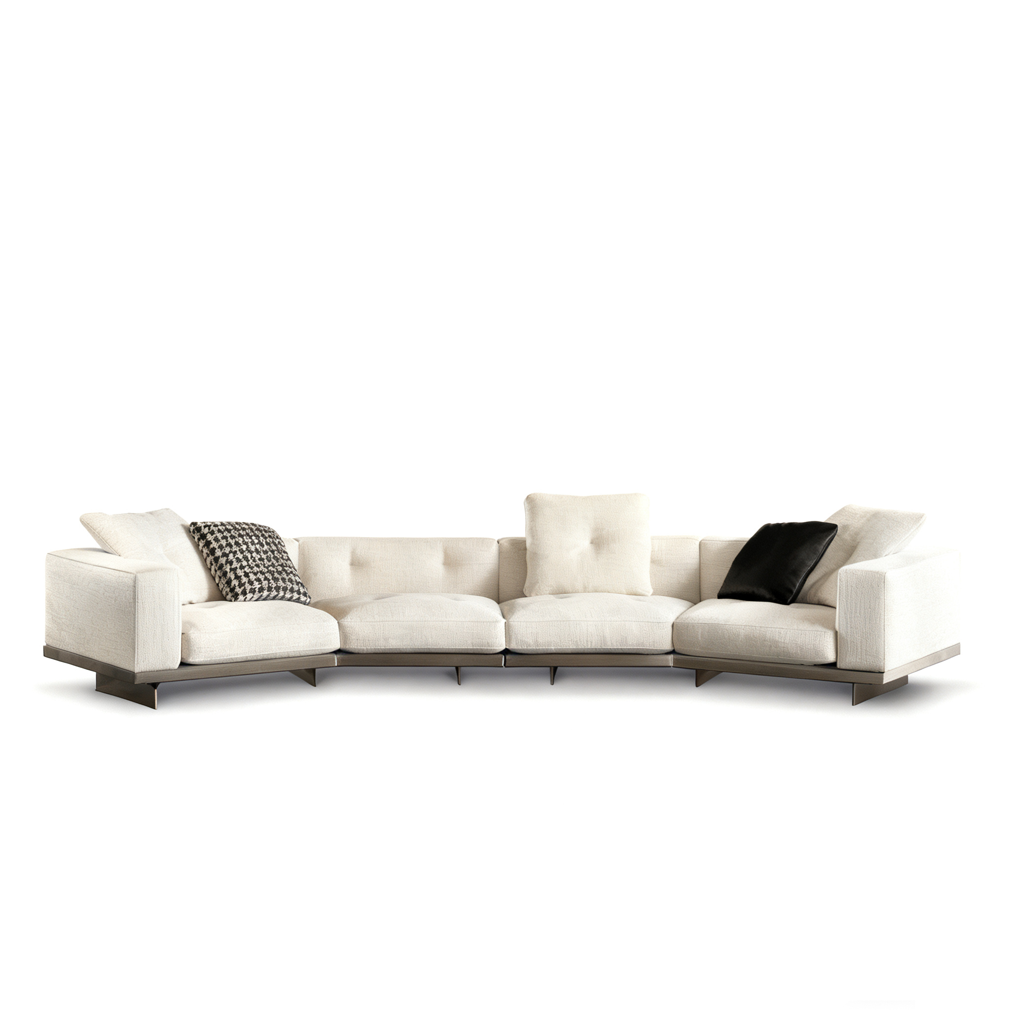 Floating Modular Sofa with Certified Goose Down Cushions and Couture Stitching