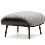 Saddle-hide Leather Fabric Armchair with Footrest