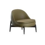 Genuine Leather with Tree-Inspired Legs Green Armchair