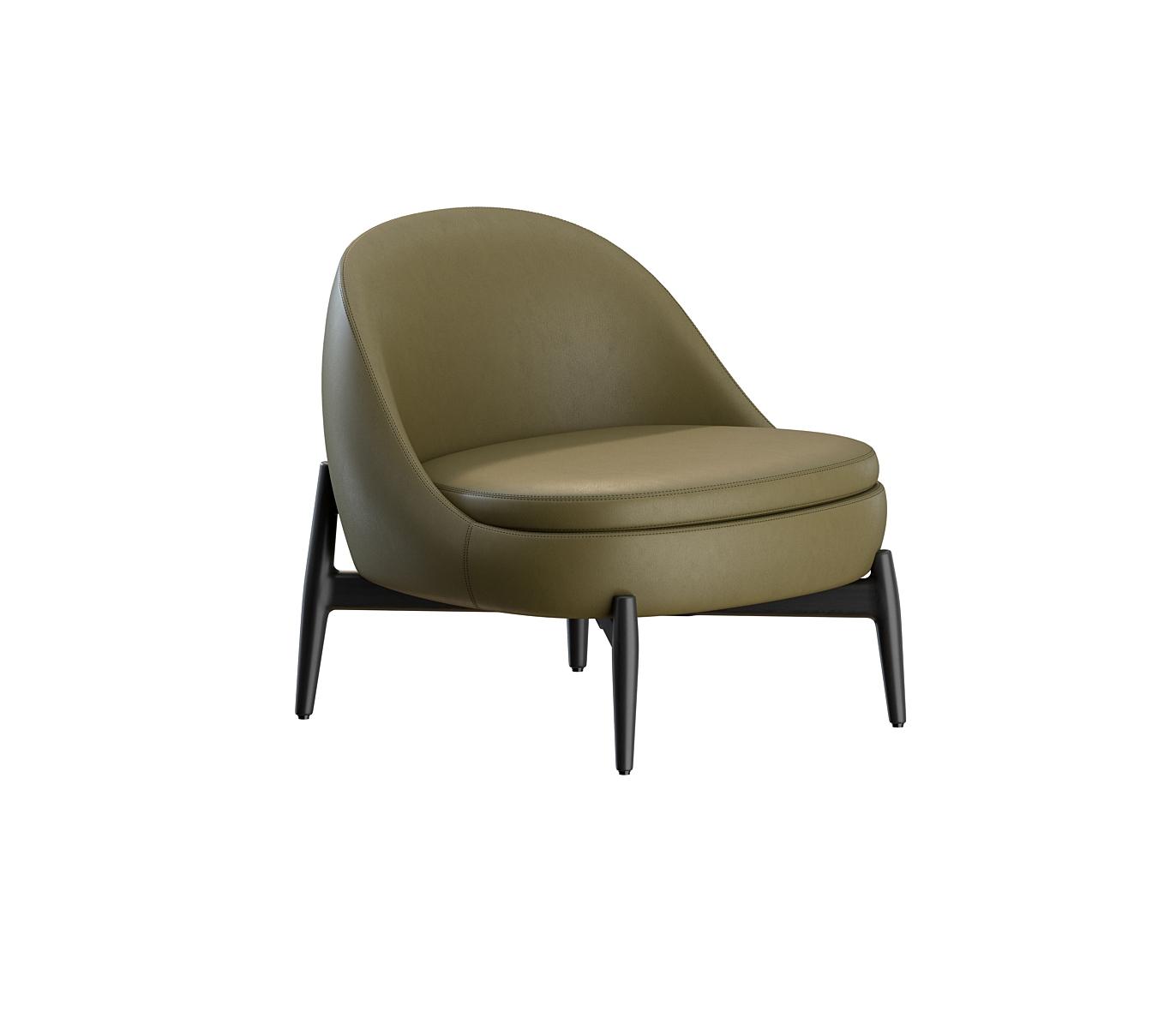 Genuine Leather with Tree-Inspired Legs Green Armchair