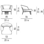 Modern Fabric Lounge Black Armchair with Wood Accents and Bronze Frame